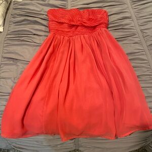 Coral short bridesmaid dress